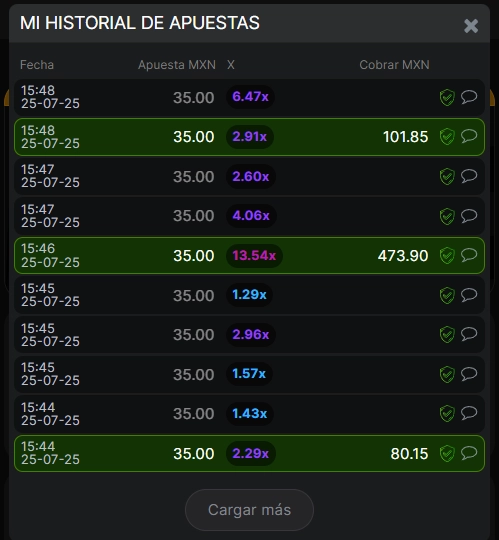 Historial de apuestas