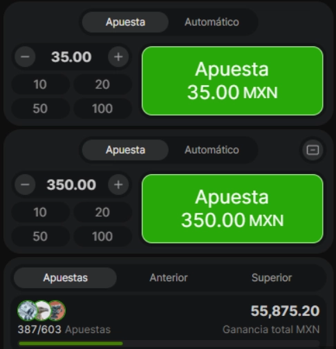 Interface do Aviator