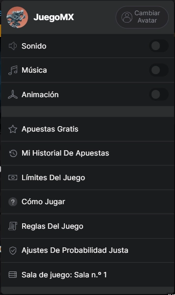 Menú de configuración